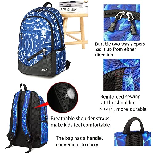 ETAISHOW Football-Print Backpack for Boys Elementary Middle School Soccer Backpack for Kids School Bag for Teens