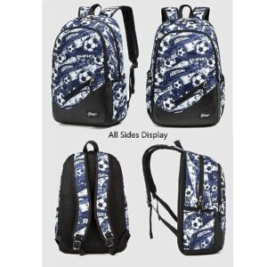 ETAISHOW Football-Print Backpack for Boys Elementary Middle School Soccer Backpack for Kids School Bag for Teens