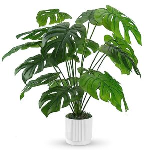 der rose 28" fake plants large artificial monstera faux plants indoor tall for floor home office farmhouse bedroom decor