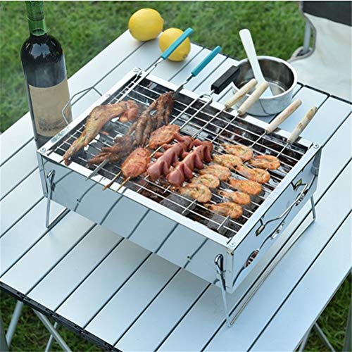 ATAAY Foldable BBQ Grill Portable Sturdy Stainless Steel Outdoor Camping Picnic Burner Charcoal Camping Barbecue Oven