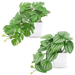 der rose 2 packs fake plants small artificial plants for home bathroom office desk accessories living room decor indoor