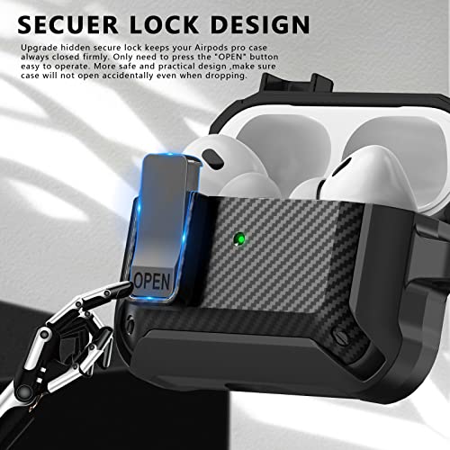 for AirPods Pro 2nd/1st Generation Case Cover with Cleaner kit &3 Pairs Replacement Ear Tips with Noise Reduction Hole(S/M/L),with Secure Lock Protective for Apple AirPods Pro 2022/2019 Charging Case
