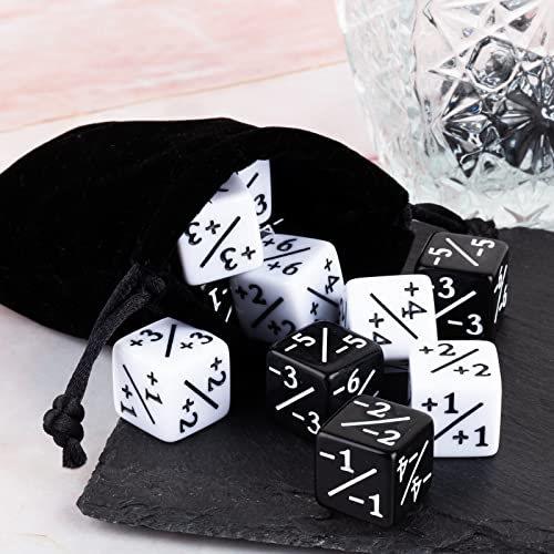 48 Pieces MTG Dice Counters Token Magic The Gathering Dice Set Creature Stats Buff Cube D6 Dice for CCG Card Card Games Accessory(Black, White)