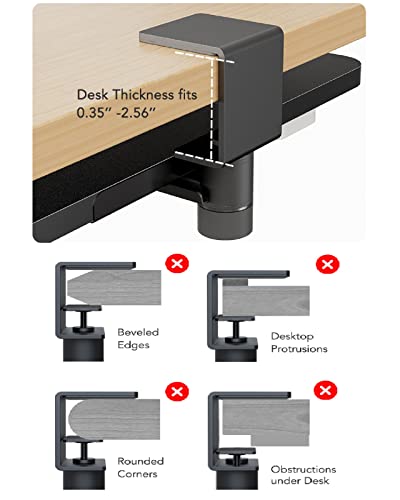 HUANUO Keyboard Tray Under Desk, 360 Rotating Keyboard Tray with Adjustable C Clamp, Ergonomic Keyboard Drawer Slide Out, No Drilling Computer Keyboard & Mouse Tray, 23.62" W x 9.84" D, Black