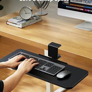 HUANUO Keyboard Tray Under Desk, 360 Rotating Keyboard Tray with Adjustable C Clamp, Ergonomic Keyboard Drawer Slide Out, No Drilling Computer Keyboard & Mouse Tray, 23.62" W x 9.84" D, Black