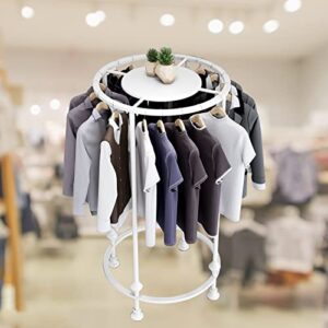 SPTZQURY Round Garment Rack, Floor Standing Iron clothes Hanging Rack with Topper, Suitable for Large Shopping Malls Retail, Clothes Boutique Display Laundry Rooms Multi-Purpose Hanging (WHITE)