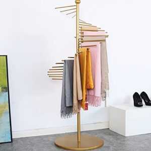 Spiral Scarf Rack, Floor Standing Scarf Shelf, Commercial Clothing Display Rack with 30 Hanger Rods, Suitable for Wardrobe Storage, Bedrooms, Clothing Shops and Dormitories (Gold)