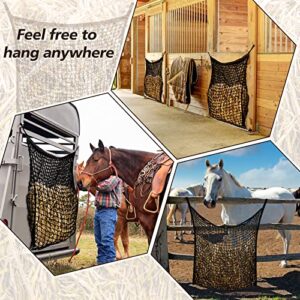2 Pcs Slow Feed Hay Net Hay Feeder Hay Bags for Horses Goat Stall Trailer Horse Feeding Supplies (Black,35 x 31 Inch)