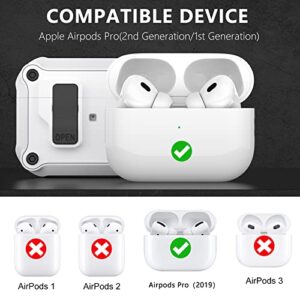 [4 in 1] AirPods Pro 2nd/1st Generation Case Cover with Cleaner kit & 3 Pairs Replacement Ear Tips with Noise Reduction Hole(S/M/L),Automatic Snap Switch Secure Case for Apple AirPods Pro 2nd/1st