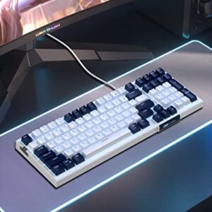 Compact 80% Mechanical Gaming Keyboard, Hot-Swappable Mechanical Keyboard with Number Pad and Red Switches, Blue LED Backlit Keyboard 98 Keys for Windows PC Mac, Blue White