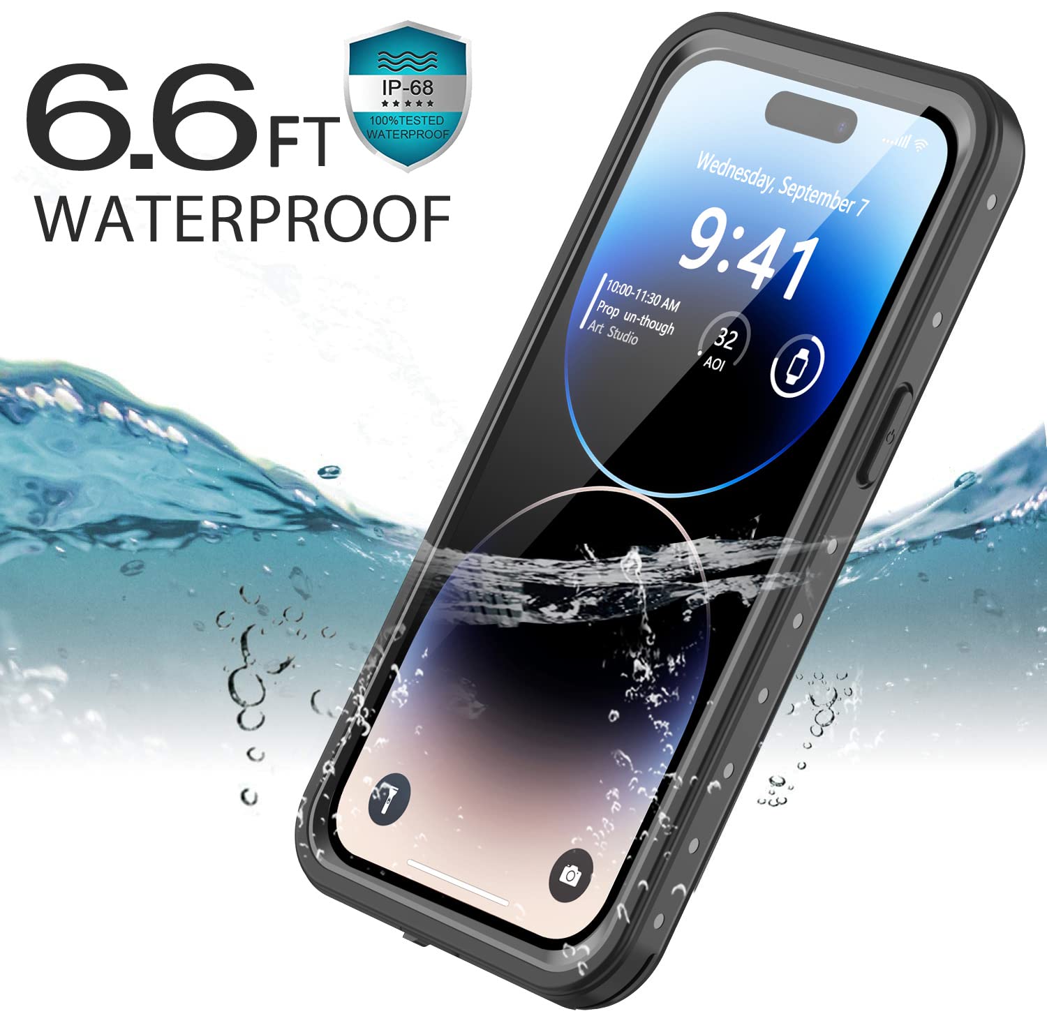 ZWWADR for iPhone 14 Pro Waterproof Case with Built-in Screen Protector Full Body Shockproof Dustproof Dirtproof Heavy Duty IP68 Waterproof Case for iPhone 14 Pro 6.1inch(Black)