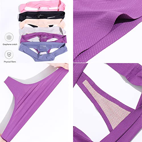 DUOWEI Panties Set Underpants Patchwork Color Underwear Panties Bikini Solid Womens Briefs Knickers Bikini Underwear Purple