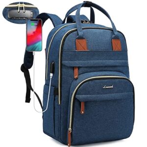 lovevook laptop backpack for women & men, unisex travel anti-theft work college bag, business computer backpacks purse, casual hiking daypack with lock, fits 15.6 inch laptop, dark blue