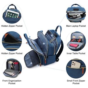 LOVEVOOK Laptop Backpack for Women & Men, Unisex Travel Anti-theft Work College Bag, Business Computer Backpacks Purse, Casual Hiking Daypack with Lock, Fits 15.6 Inch Laptop, Dark Blue