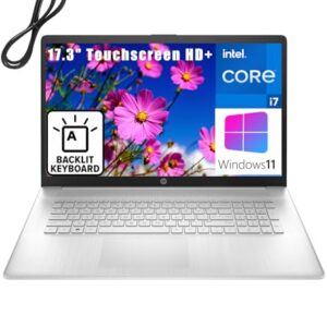 HP 2023 17 17.3" Touchscreen HD+ Laptop, 12th Gen Intel 10-Core i7-1255U up to 4.7GHz, 64GB DDR4 RAM, 4TB SSD, 802.11AC WiFi, Bluetooth 5.0, Backlit KB, Silver, Windows 11, BROAG Extension Cable