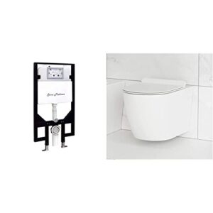 swiss madison well made forever sm-wc424 toilet tank carrier, for 2 x 4 residential studs, white & sm-wt449 st. tropez wall hung toilet, glossy white