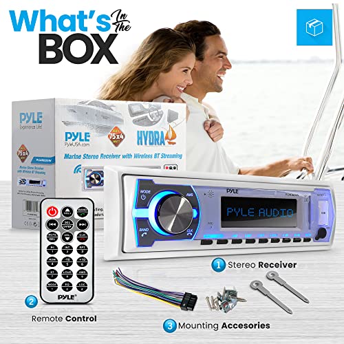 Durable Universal Marine Stereo Cover - Water Resistant Boat Radio Protector Shield & Marine Bluetooth Stereo Radio - 12v Single DIN Style Boat in Dash Radio Receiver System