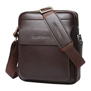 Leathario Men's Crossbody Bag Leather Shoulder bag For Men Messenger Sling Bag For Work Business Satchel Travel