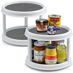 2 Set, 2 Tier 10" Turntable Lazy Susan Organizers for Cabinet, Rotating Spice Rack Spinner - Pantry, Medicine Organization and Storage, Kitchen, Fridge, Bathroom, Vanity Countertop Spinning Organizing