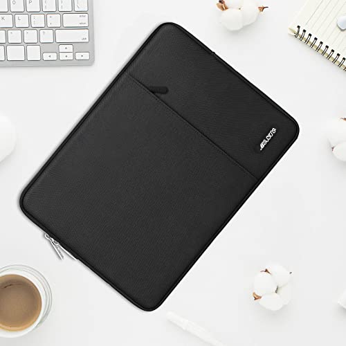 MOSISO Laptop Sleeve Compatible with MacBook Air/Pro, 13-13.3 inch Notebook, Compatible with MacBook Pro 14 inch 2023-2021 A2779 M2 A2442 M1, Polyester Vertical Bag with Pocket & Small Case, Black