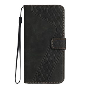 DPFHL Drop Protection Case Wallet Case for Oppo Reno 6 Pro 5G, Vintage PU Leather Phone Case Magnetic Flip Folio Leather Case Credit Card Holder Kickstand Shockproof Case (Color : Black)