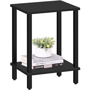 tutotak end table, side table, nightstand, 2-tier storage shelf, sofa table for small space, living room, bed room tb01bk034