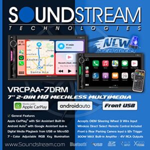 SOUNDSTREAM 7 inch Double Din Car Stereo HD Touchscreen Apple Carplay, Android Auto Bluetooth Multimedia Radio, Car Play Mirror Link Car Audio Receiver with Backup Camera, USB SD AUX MP3 MP4 Media