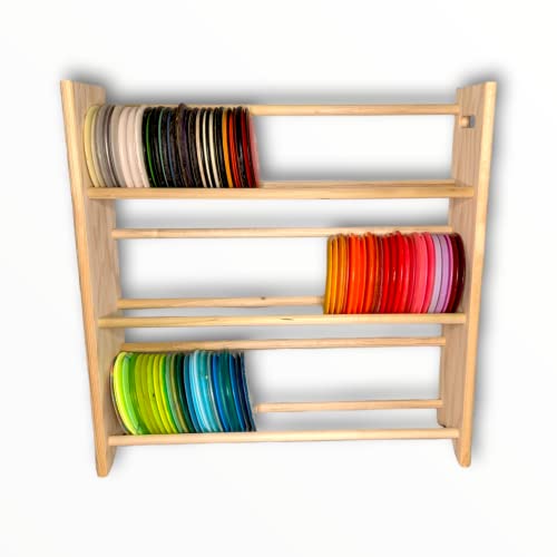 Shadow Pine Woodworks Disc Golf Accessories | Disc Golf Storage Rack | Customizable Sizing Stores 15 to 250 Discs | 3 Levels Tall, 3 Feet Wide, Stores Over 150 Discs