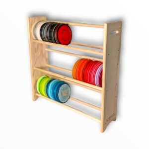 Shadow Pine Woodworks Disc Golf Accessories | Disc Golf Storage Rack | Customizable Sizing Stores 15 to 250 Discs | 3 Levels Tall, 3 Feet Wide, Stores Over 150 Discs