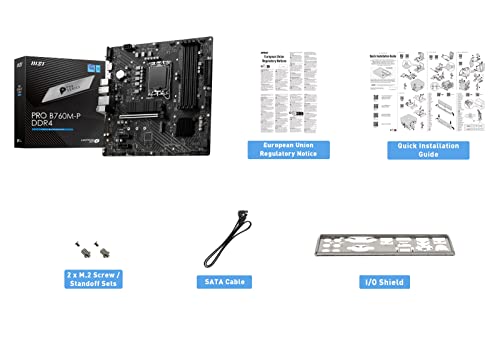 MSI PRO B760M-P DDR4 ProSeries Motherboard (Supports 12th/13th Gen Intel Processors, LGA 1700, DDR4, PCIe 4.0, M.2, Gbps LAN, USB 3.2 Gen2, mATX)