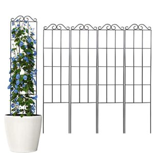 arifaro 37.5'' metal garden trellis for climbing plants,(pack of 4) indoor/outdoor sturdy plant trellis for potted plants,house plants, climbing vines, black