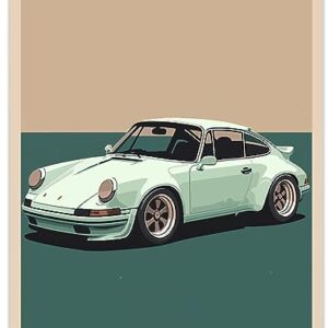 Inspirational Wall Art Co. - White | Porsche Car Poster - Car Posters for Boys Room - Car Wall Decor - Car Room Decor - Car Posters for Men | 11x14 Inches Unframed