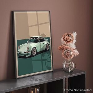 Inspirational Wall Art Co. - White | Porsche Car Poster - Car Posters for Boys Room - Car Wall Decor - Car Room Decor - Car Posters for Men | 11x14 Inches Unframed