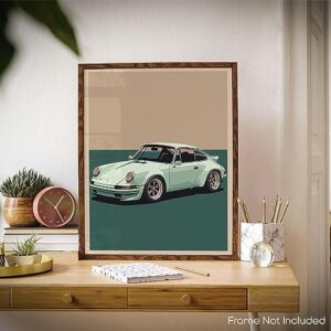 Inspirational Wall Art Co. - White | Porsche Car Poster - Car Posters for Boys Room - Car Wall Decor - Car Room Decor - Car Posters for Men | 11x14 Inches Unframed