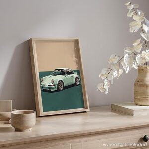 Inspirational Wall Art Co. - White | Porsche Car Poster - Car Posters for Boys Room - Car Wall Decor - Car Room Decor - Car Posters for Men | 11x14 Inches Unframed
