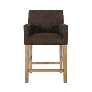 christopher knight home armga upholstered 26 inch counter stool - brown/weathered brown
