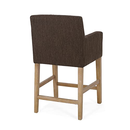 Christopher Knight Home Armga Upholstered 26 inch Counter Stool - Brown/Weathered Brown