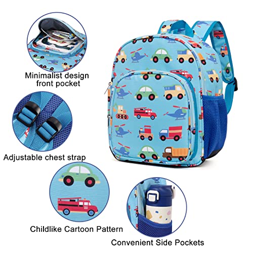 CLUCI Toddler Backpack for Boys Girls Kids Backpack Preschool Kindergarten Child Bookbag Travle Cute Blue Car Daycare Backpack