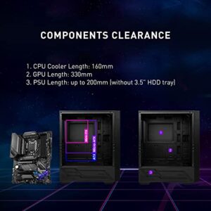 MSI Mid-Tower PC Gaming Case – Tempered Glass Side Panel – 4 x 120mm aRGB Fan – Liquid Cooling Support up to 240mm Radiator x 1 – MAG Forge 112R