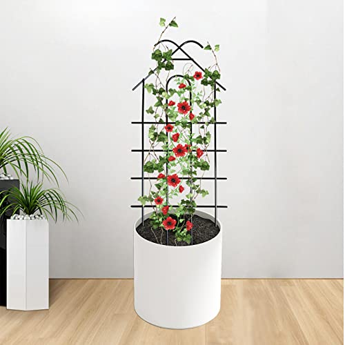 ARIFARO 32'' Metal Garden Trellis for Climbing Plants, Indoor/Outdoor Sturdy Plant Trellis for Potted Plants,House Plants, Climbing Vines, Pack of 4, Black