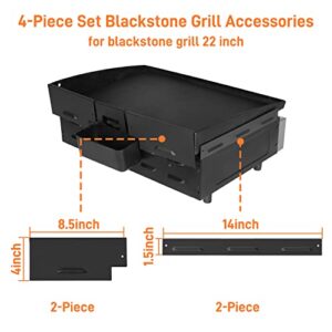 JiRiCHMi Blackstone Griddle Accessories - Wind Guards For Blackstone Griddle 22”,Grill Accessories For Outdoor Cooking,Compatible With Rear Grease Cup, Hood And Side Shelf