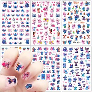 6 sheets cute nail art stickers nail decals 3d self-adhesive cute nail stickers design cartoon nail decals kawaii anime nail stickers cute nail art charm for women girls nail decoration