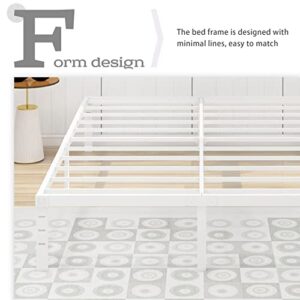 alazyhome Twin XL Size Bed Frame 14 Inch Metal Platform Bed Frame Heavy Duty Steel Slats Support No Box Spring Needed Noise-Free Easy Assembly White
