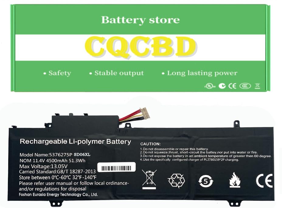 CQCBD 5376275P Battery for Gateway GWTN141-10BK GWTN141-4 GWTN156-5BL Gwtn141-4bl GWTN141-2BL GWTN141-4bk GWTN141-5BK GWTN141-5BL UTL-509068-3S NV-509067-3S (11.4V 4500mAh/51.3Wh