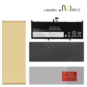 MULS L19C4PD1 L19M4PD1 60Wh Laptop Battery Compatible with Lenovo Yoga 6-13ARE05 6-13ALC6 C640-13IML C640-13IML LTE L19L4PD1 5B10U65275 2ICP5/44/1282 Notebook Battery 4-Cell 7.68V 7820mAh