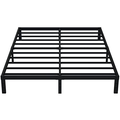 EMODA 10 Inch California King Bed Frames Heavy Duty Metal Cal King Platform with Steel Slats Support, No Box Spring Needed, Noise Free, Black