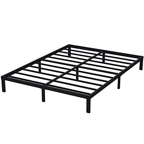 EMODA 10 Inch California King Bed Frames Heavy Duty Metal Cal King Platform with Steel Slats Support, No Box Spring Needed, Noise Free, Black