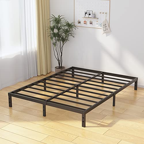 EMODA 10 Inch California King Bed Frames Heavy Duty Metal Cal King Platform with Steel Slats Support, No Box Spring Needed, Noise Free, Black