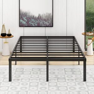 alazyhome 18 Inch Metal Queen Size Bed Frame Heavy Duty Platform Noise Free Steel Slat Support Easy Assembly Noise Free No Box Spring Required Black