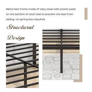 alazyhome 18 Inch Metal California King Size Bed Frame Heavy Duty Platform Noise Free Steel Slat Support Easy Assembly Noise Free No Box Spring Required Black